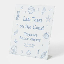 Laatste Toast op de Coast Bachelorette Party Reclamebord Met Voetstuk