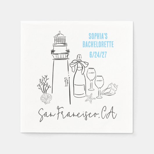 Laatste Toast op de Coast Bachelorette Party Servet (Voorkant)