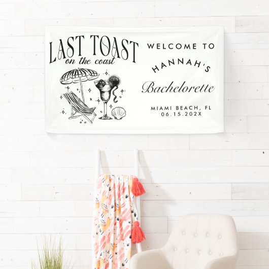 Laatste Toast op de Coast Bachelorette Party Spandoek (Insitu)