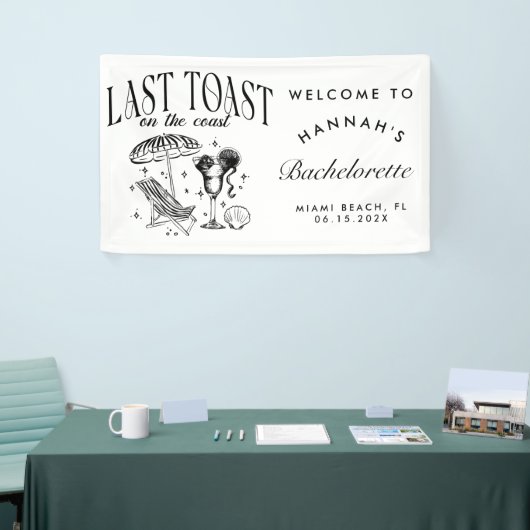 Laatste Toast op de Coast Bachelorette Party Spandoek (Beurs)