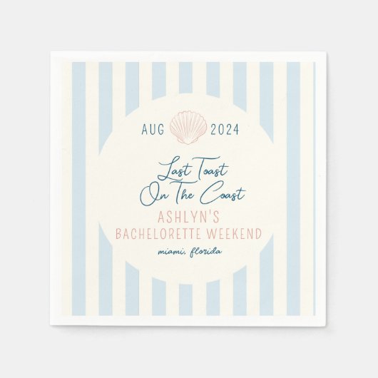 Laatste toast op de Coast Bachelorette servetten (Voorkant)