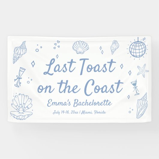 Laatste Toast op de Coast Bachelorette Spandoek (Horizontaal)