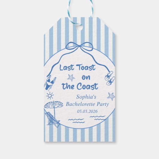 Laatste toast op de Coast Bachelorette Weekend Cadeaulabel (Achterkant)