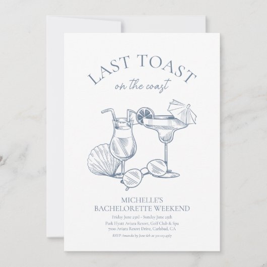 Laatste toast op de Coast Bachelorette Weekend Kaart (Voorkant)