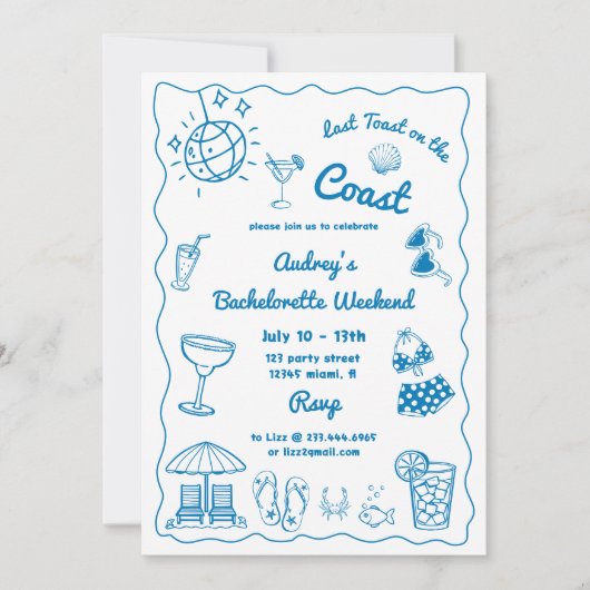 Laatste toast op de Coast Bachelorette Weekend Kaart (Voorkant)