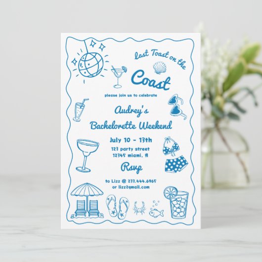 Laatste toast op de Coast Bachelorette Weekend Kaart (Staand voorkant)