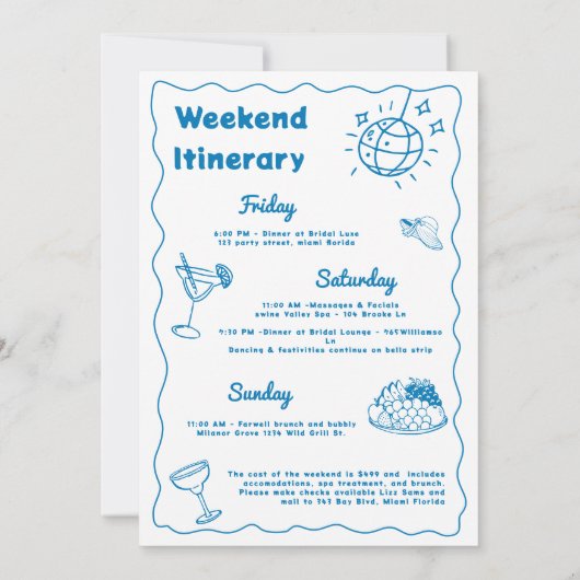 Laatste toast op de Coast Bachelorette Weekend Kaart (Achterkant)