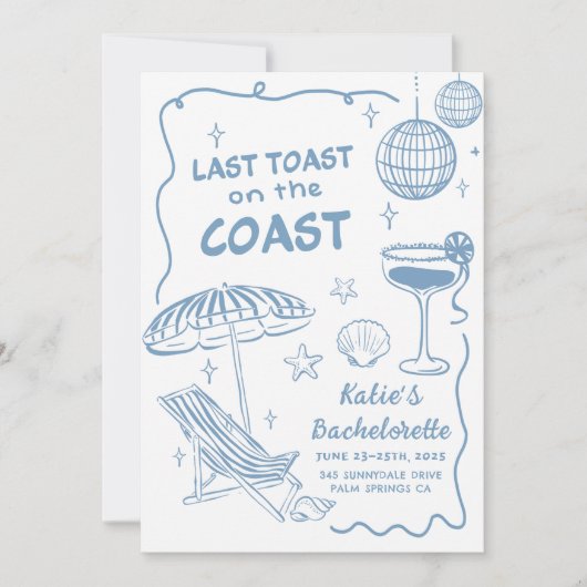 Laatste toast op de Coast Bachelorette Weekend Kaart (Voorkant)