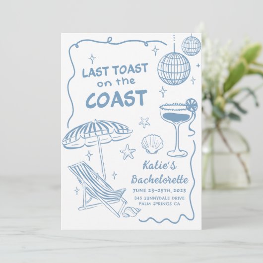 Laatste toast op de Coast Bachelorette Weekend Kaart (Staand voorkant)