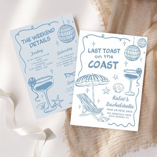 Laatste toast op de Coast Bachelorette Weekend Kaart