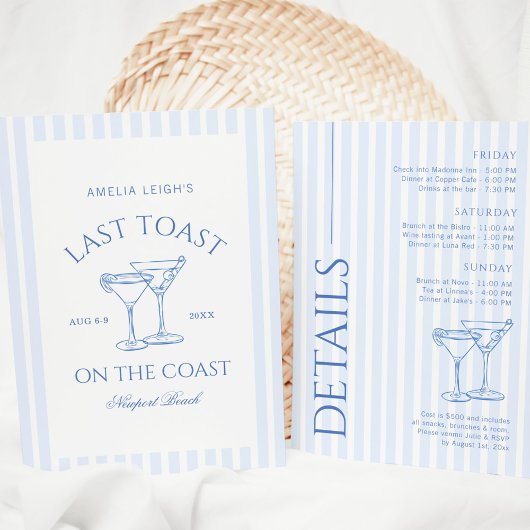 Laatste toast op de Coast Bachelorette Weekend Kaart