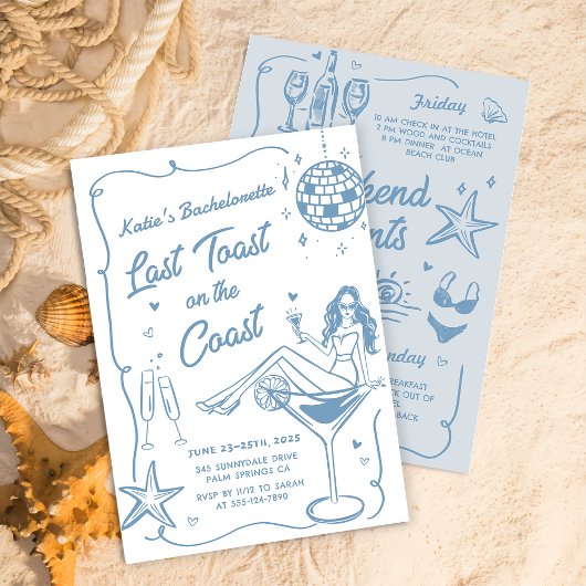 Laatste toast op de Coast Bachelorette Weekend Kaart