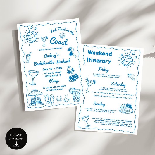 Laatste toast op de Coast Bachelorette Weekend Kaart