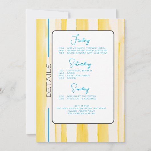 Laatste toast op de Coast Bachelorette Weekend Kaart (Achterkant)