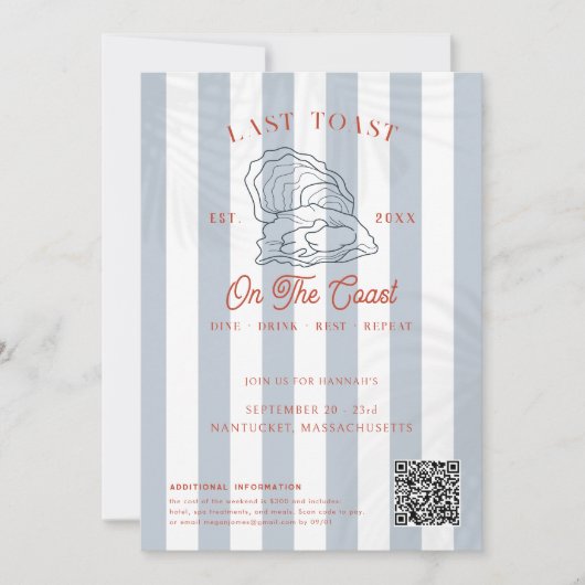 Laatste Toast op de Coast Bachelorette Weekend Kaart (Voorkant)