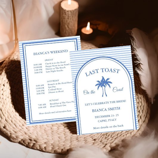 Laatste Toast op de Coast Bachelorette Weekend Par Kaart