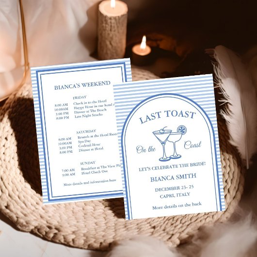 Laatste Toast op de Coast Bachelorette Weekend Par Kaart