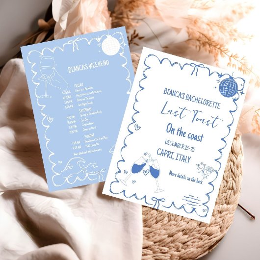 Laatste Toast op de Coast Bachelorette Weekend Par Kaart