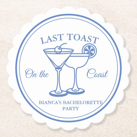 Laatste Toast op de Coast Bachelorette Weekend Par Kartonnen Onderzetters (Voorkant)
