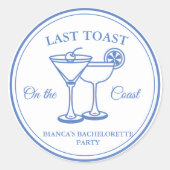 Laatste Toast op de Coast Bachelorette Weekend Par Ronde Sticker (Voorkant)