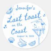 Laatste toast op de Coast Bachelorette Weekend Ronde Sticker (Voorkant)
