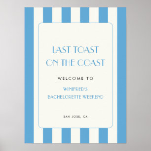 Laatste Toast op de Coast Bachelorette Welkomstbor Poster
