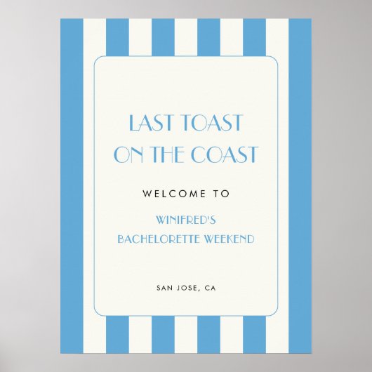 Laatste Toast op de Coast Bachelorette Welkomstbor Poster (Voorkant)