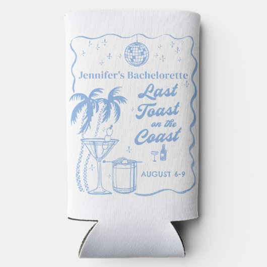 Laatste toast op de Coast Beach Bachelorette Coole Seltzer Blikjeskoeler (Achterkant)