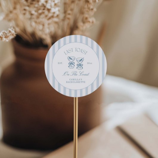 Laatste toast op de Coast Beach Bachelorette Ronde Sticker