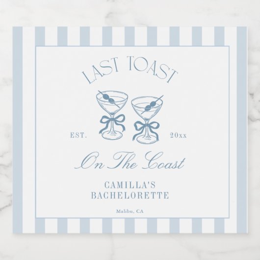 Laatste toast op de Coast Beach Bachelorette Sparkling Wijnetiket (Enkel label)