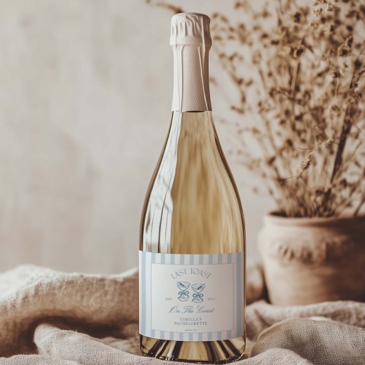 Laatste toast op de Coast Beach Bachelorette Sparkling Wijnetiket