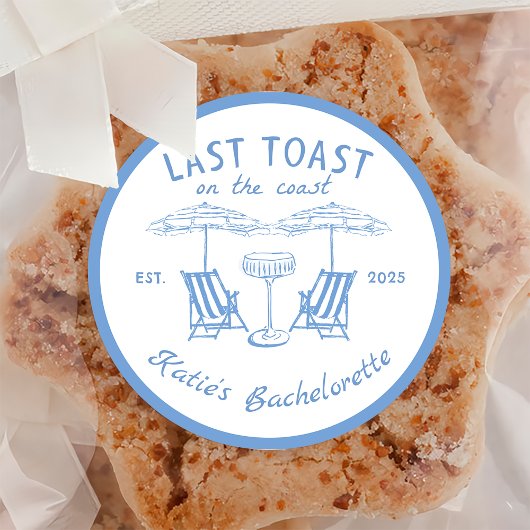 Laatste toast op de Coast Beach Bachelorette Stick Ronde Sticker