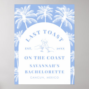 Laatste Toast op de Coast Beach Blue Bachelorette Poster