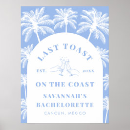 Laatste Toast op de Coast Beach Blue Bachelorette Poster