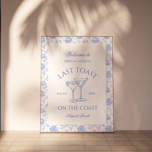 Laatste Toast op de Coast Beach Blue Bachelorette Poster