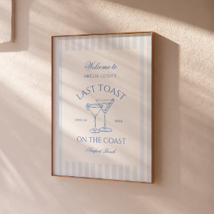 Laatste Toast op de Coast Beach Blue Bachelorette Poster