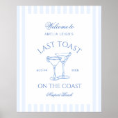 Laatste Toast op de Coast Beach Blue Bachelorette Poster (Voorkant)