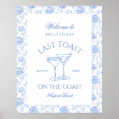 Laatste Toast op de Coast Beach Blue Bachelorette Poster (Voorkant)