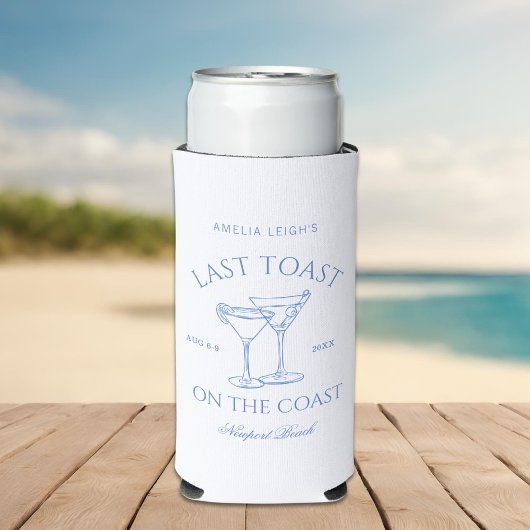 Laatste Toast op de Coast Beach Blue Bachelorette Seltzer Blikjeskoeler