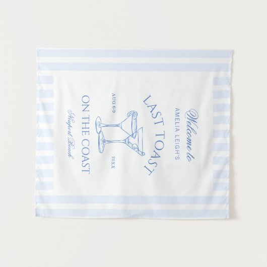 Laatste Toast op de Coast Beach Blue Bachelorette Wandkleed (Voorkant (horizontaal))