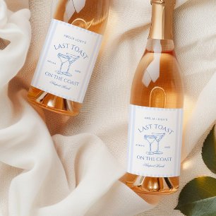 Laatste Toast op de Coast Beach Blue Bachelorette Wijn Etiket