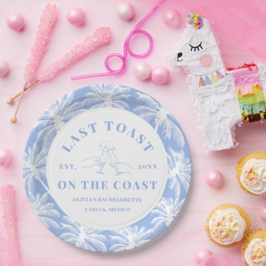 Laatste toast op de Coast Beach Coastal Bacheloret Papieren Bordje (Feest)