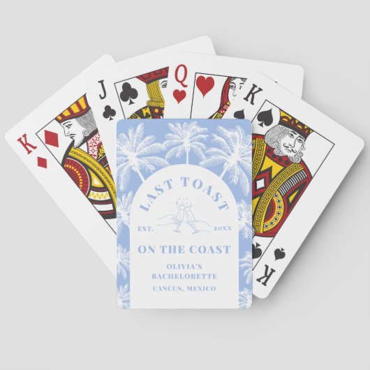 Laatste toast op de Coast Beach Coastal Bacheloret Pokerkaarten (Achterkant)