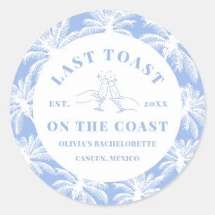 Laatste toast op de Coast Beach Coastal Bacheloret Ronde Sticker