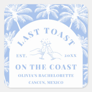 Laatste toast op de Coast Beach Coastal Bacheloret Vierkante Sticker