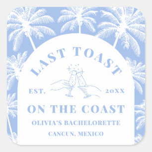 Laatste toast op de Coast Beach Coastal Bacheloret Vierkante Sticker