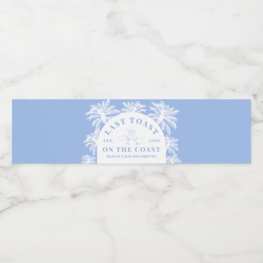 Laatste toast op de Coast Beach Coastal Bacheloret Waterfles Etiket (Enkel label)