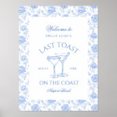 Laatste Toast op de Coast Beach Floral Bachelorett Poster (Voorkant)