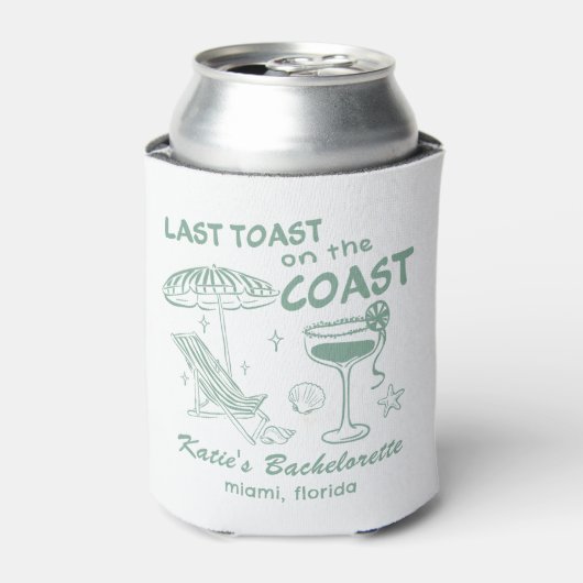 Laatste toast op de Coast Beach Groene Bachelorett Blikjeskoeler (Blikje Voorkant)