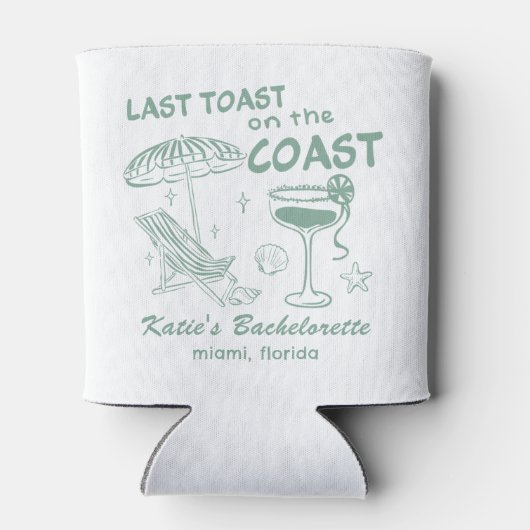 Laatste toast op de Coast Beach Groene Bachelorett Blikjeskoeler (Achterkant)